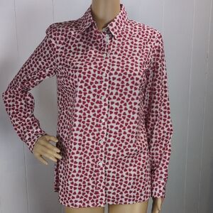 Red and White Patterned Women's Top